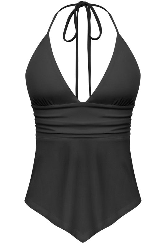 Sleeveless Halter Asymmetrical Top