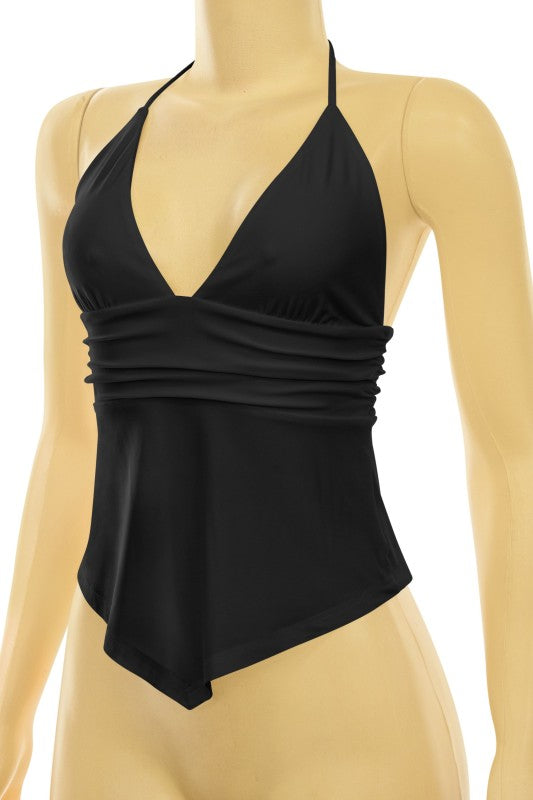 Sleeveless Halter Asymmetrical Top