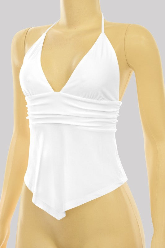 Sleeveless Halter Asymmetrical Top