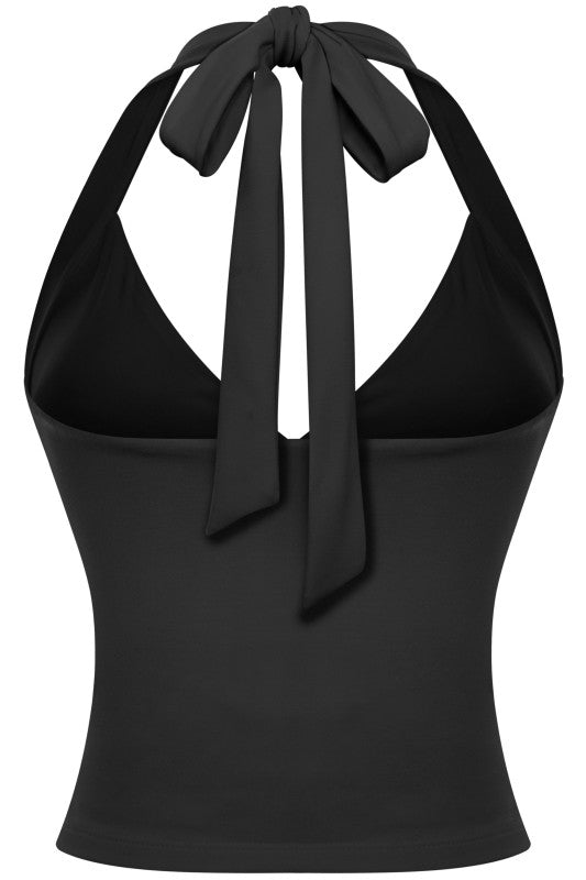 Black Tie Halter Neck Top