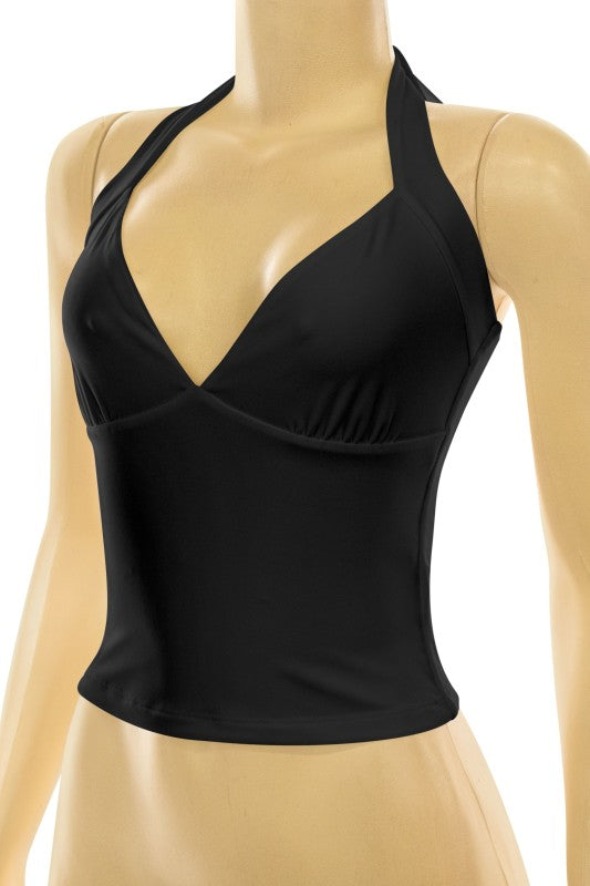 Black Tie Halter Neck Top
