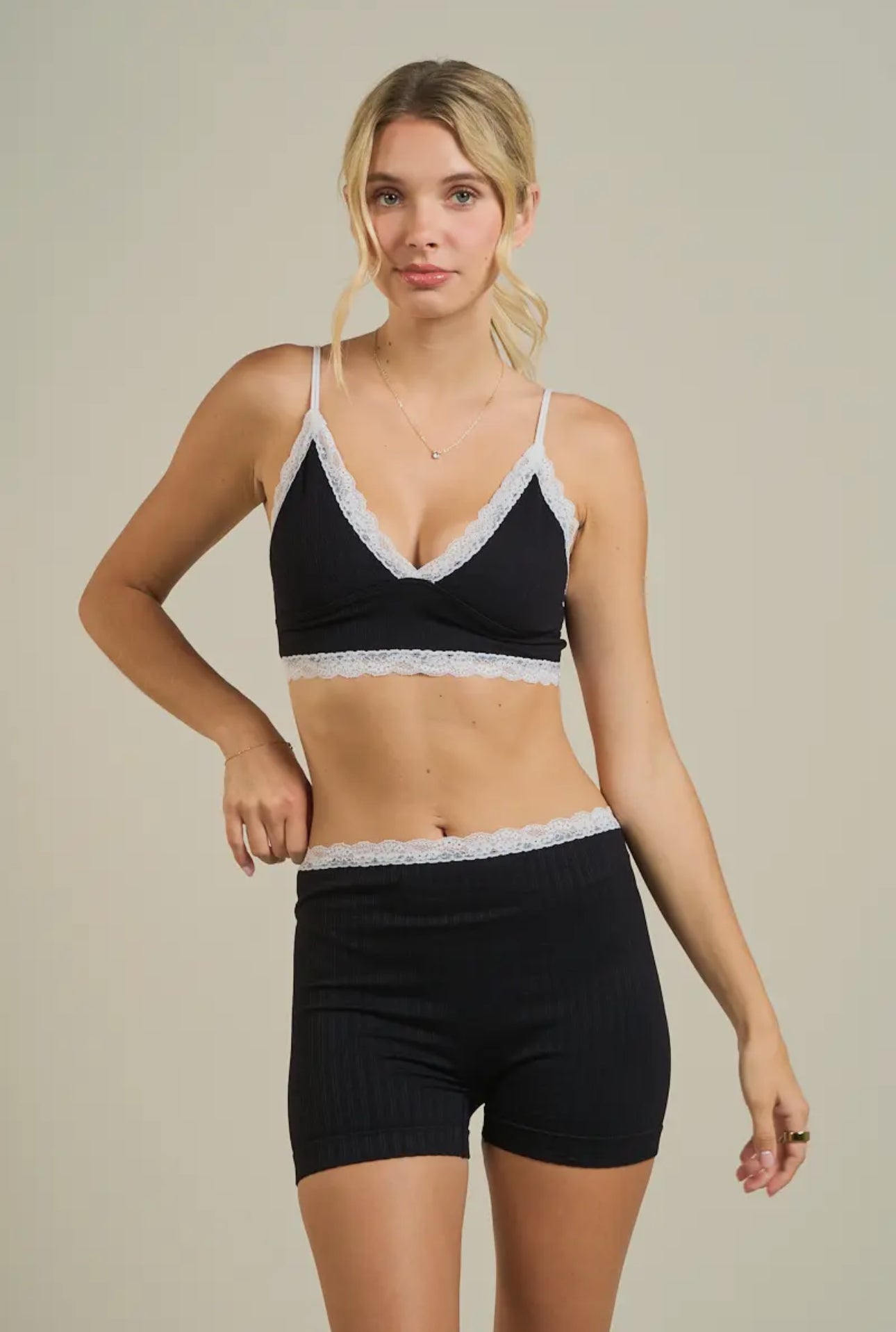 Katie Lace Trim Mini Shorts