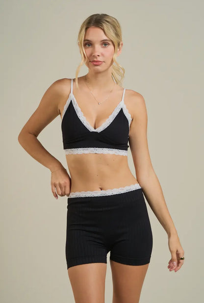 Katie Lace Trim Mini Shorts