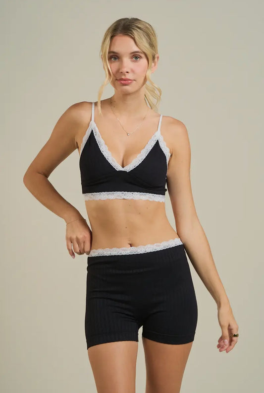 Katie Lace Trim Mini Shorts