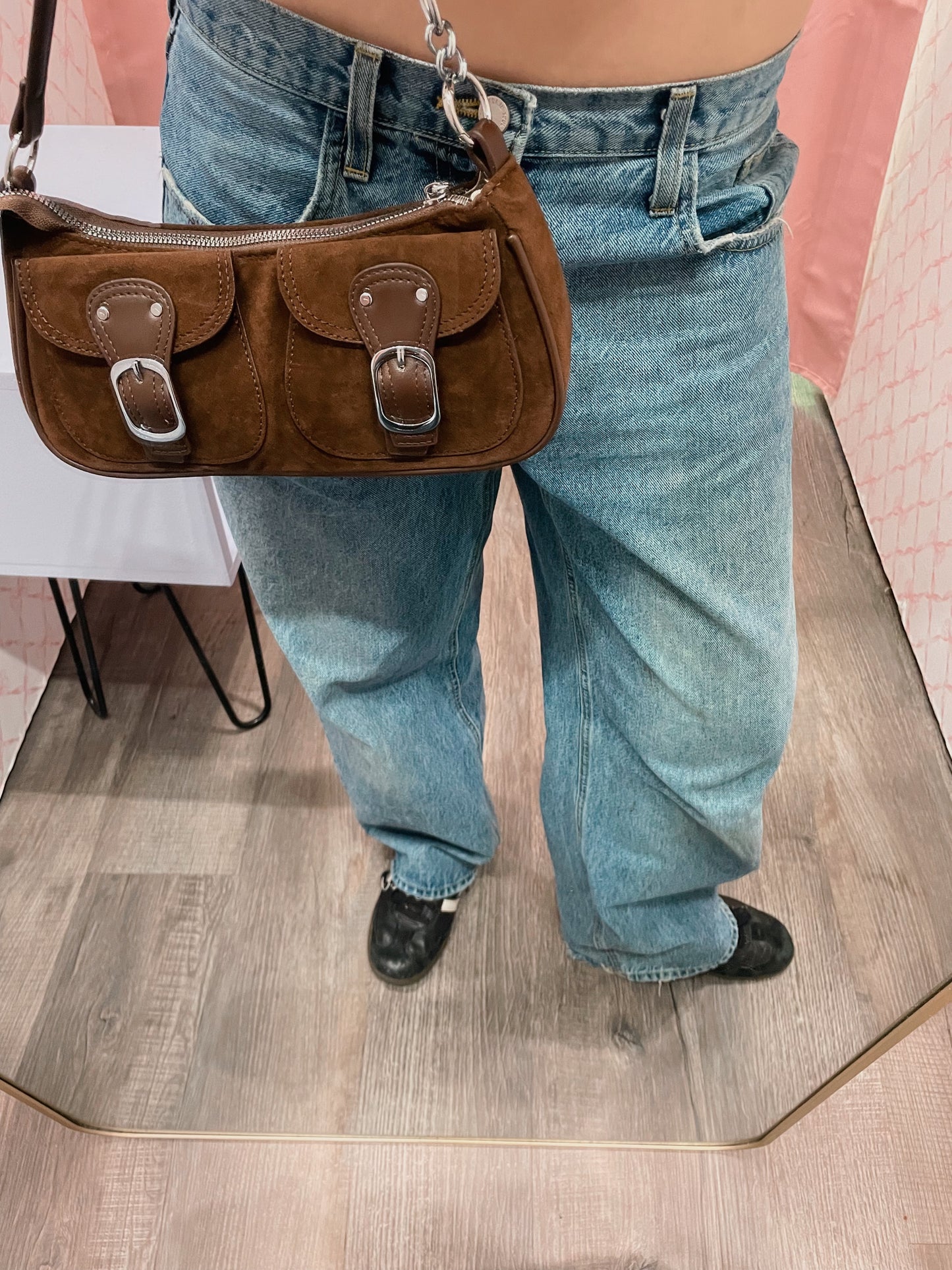 Brown Buckle Seude Purse