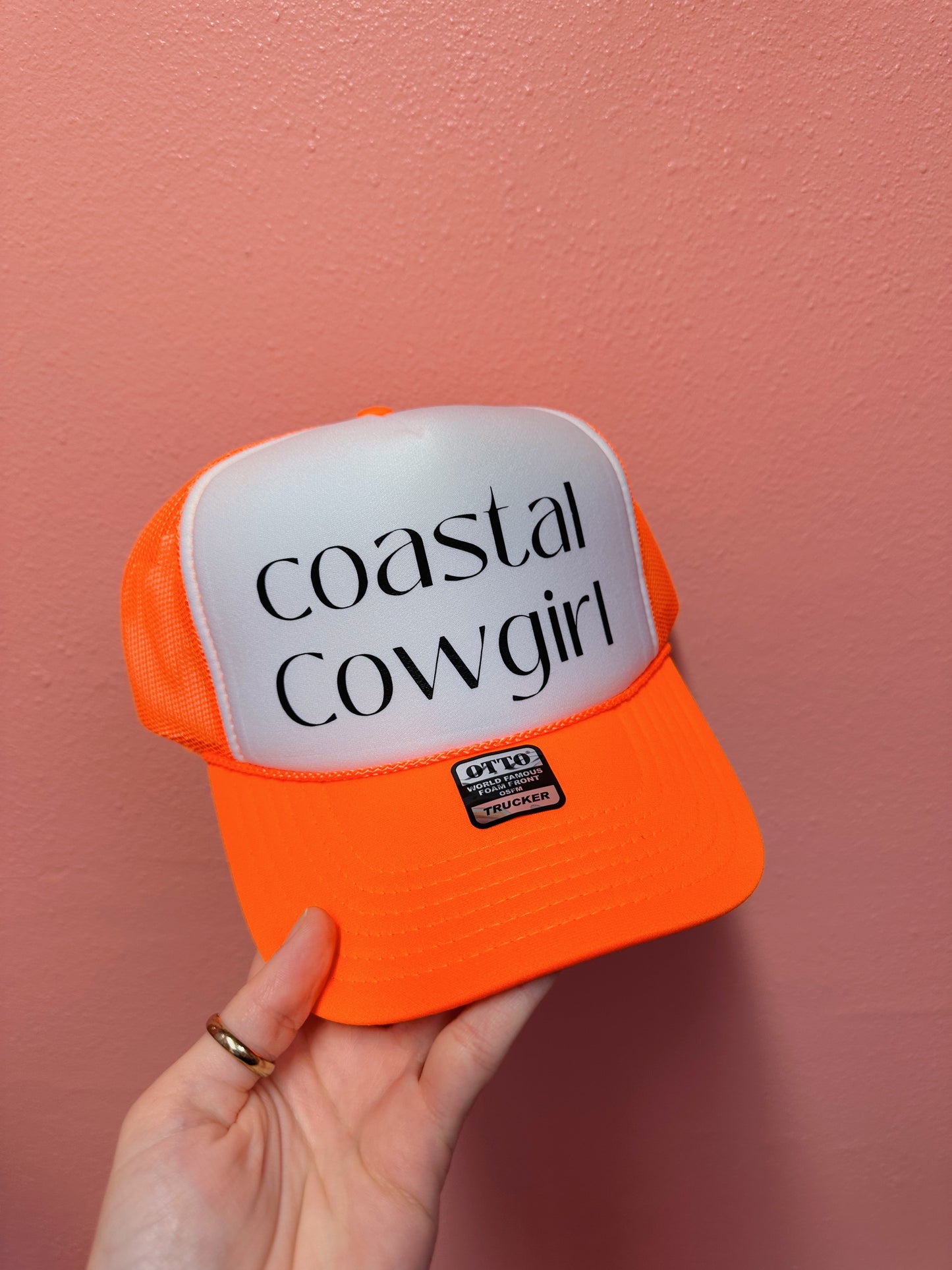 Coastal Cowgirl Orange Trucker Hat