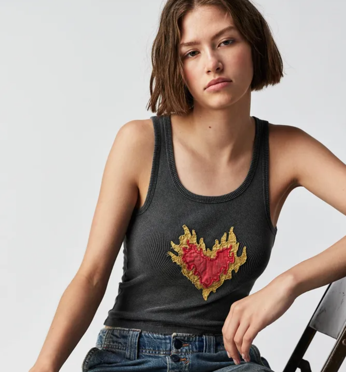 The Laundry Room Burn Heart Rib Tank