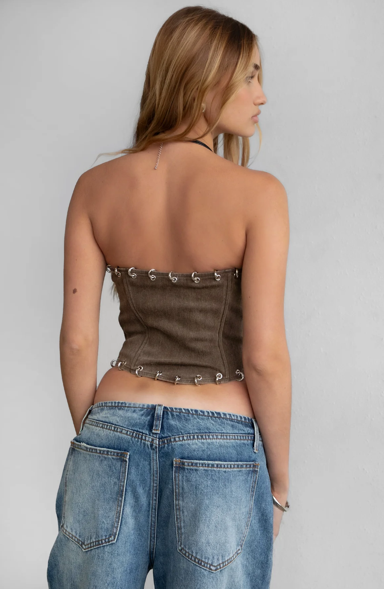 Denim Wash Chain Corset