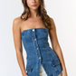 Denim Button Down tube Top