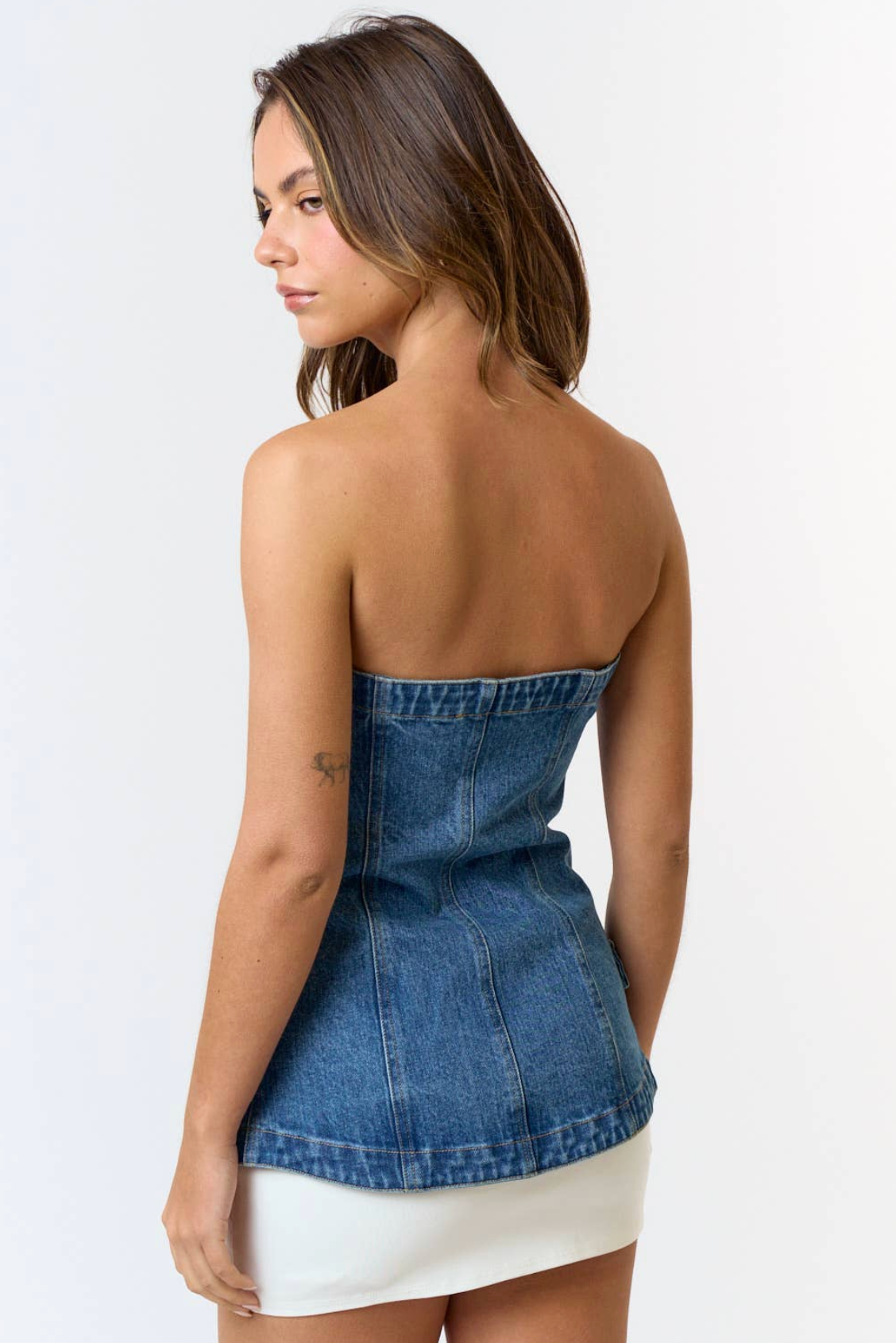 Denim Button Down tube Top