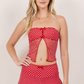 Checkered Open Front Sleeveless Top