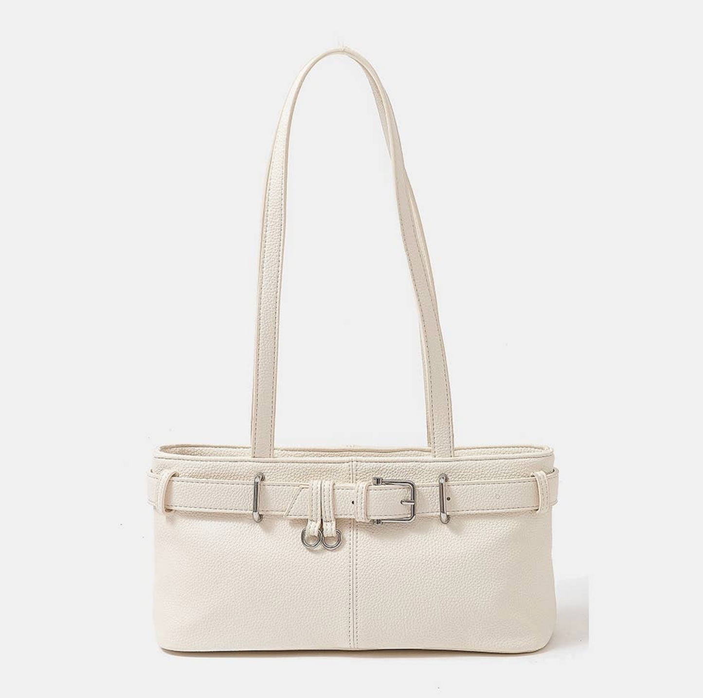 Belt Strap Textured Leather Hand Bag