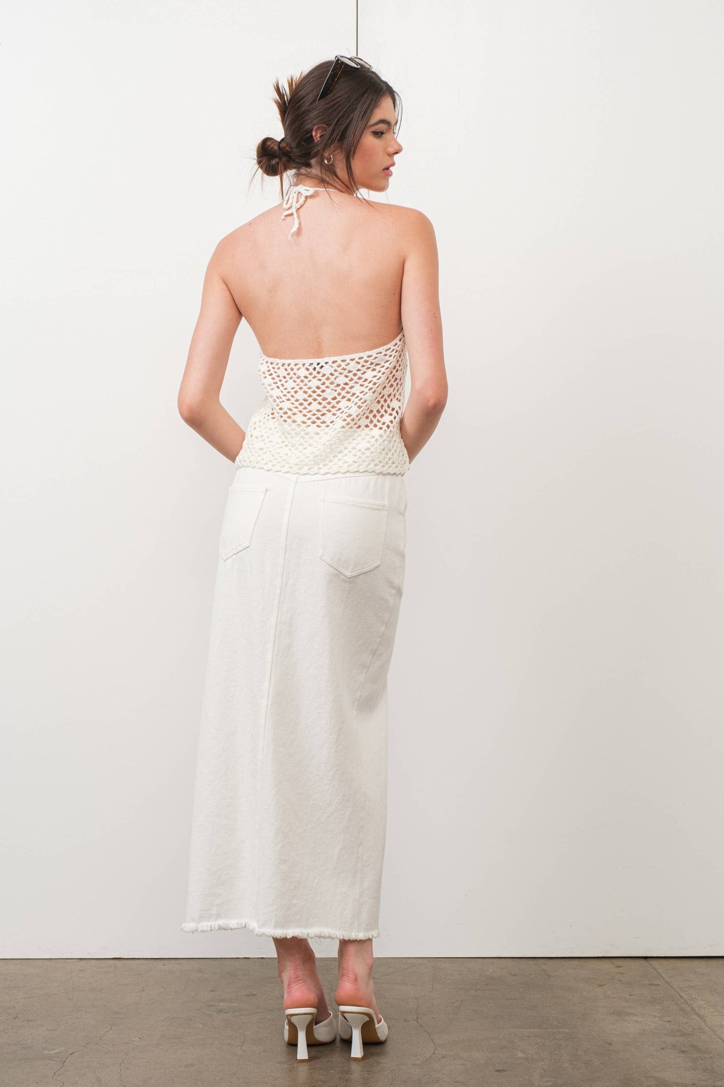 Rosette Crochet Knit Halter Top