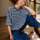 Leah Striped Short Sleeve Cardigan