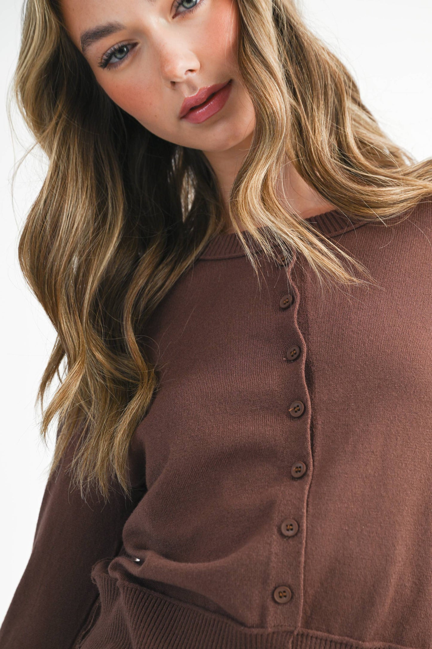 Ribbed Button-Up Knit Cardigan