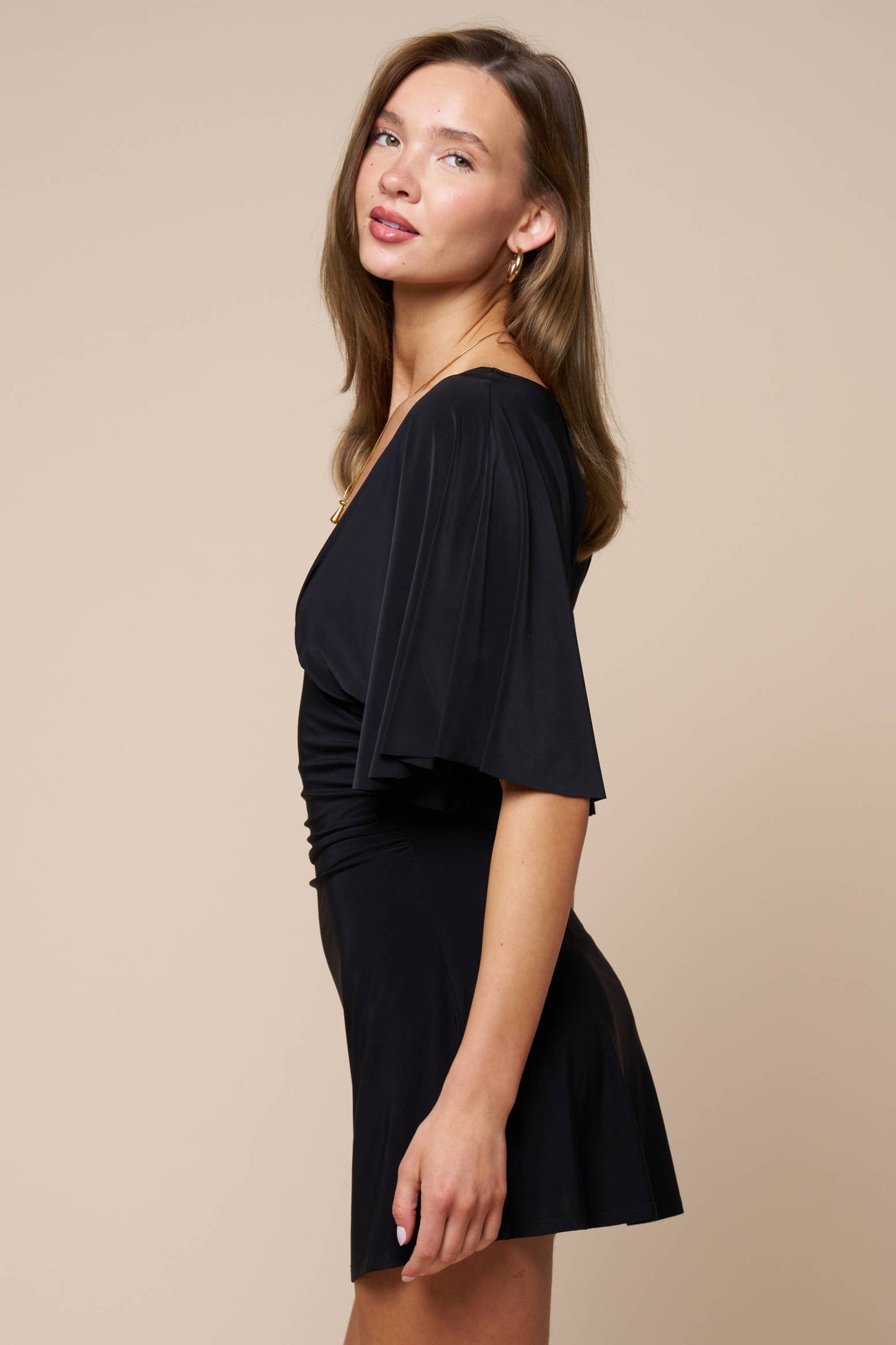 Deep V Flutter Dress