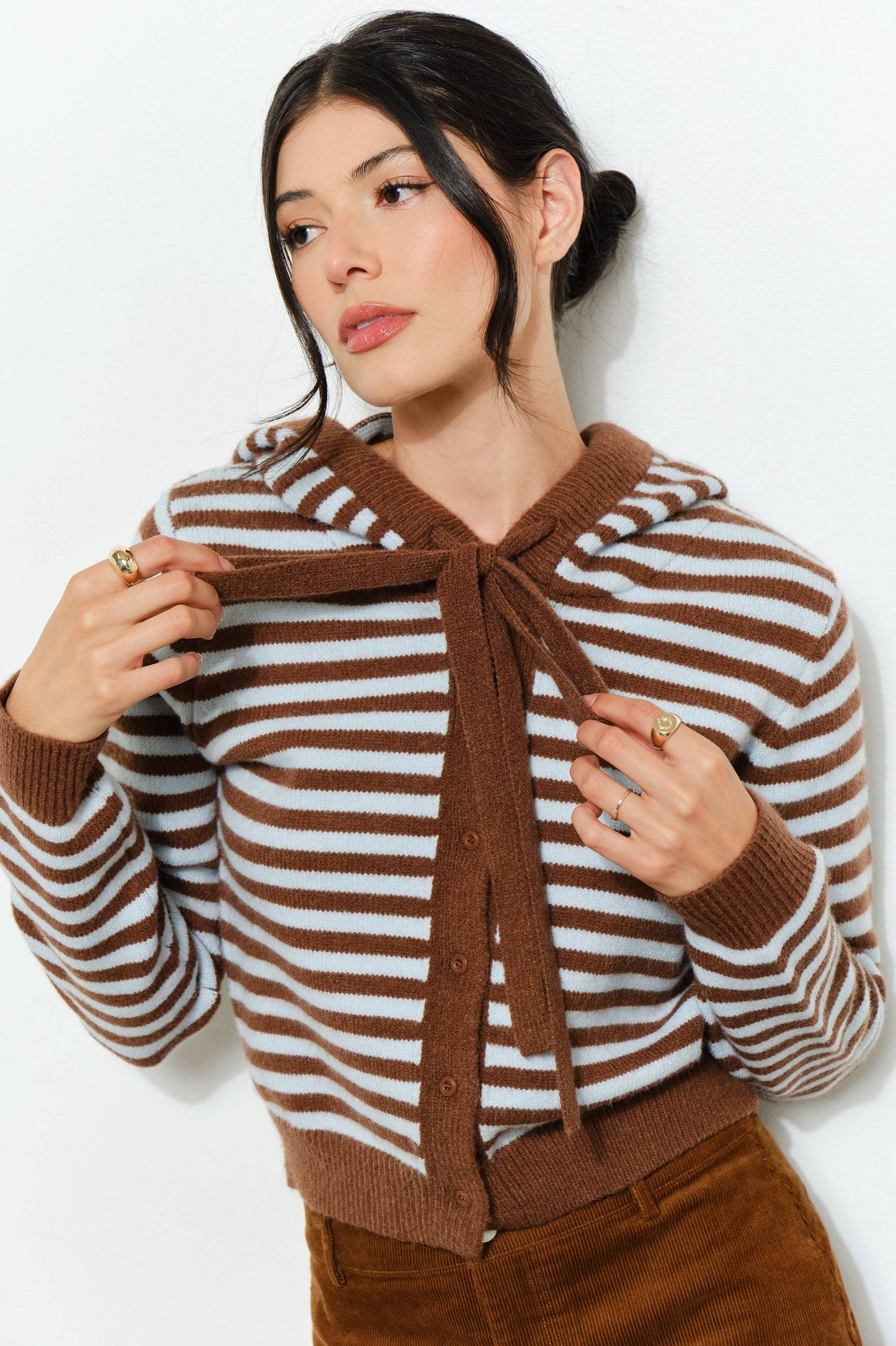Stripped Hoodie Cardigan