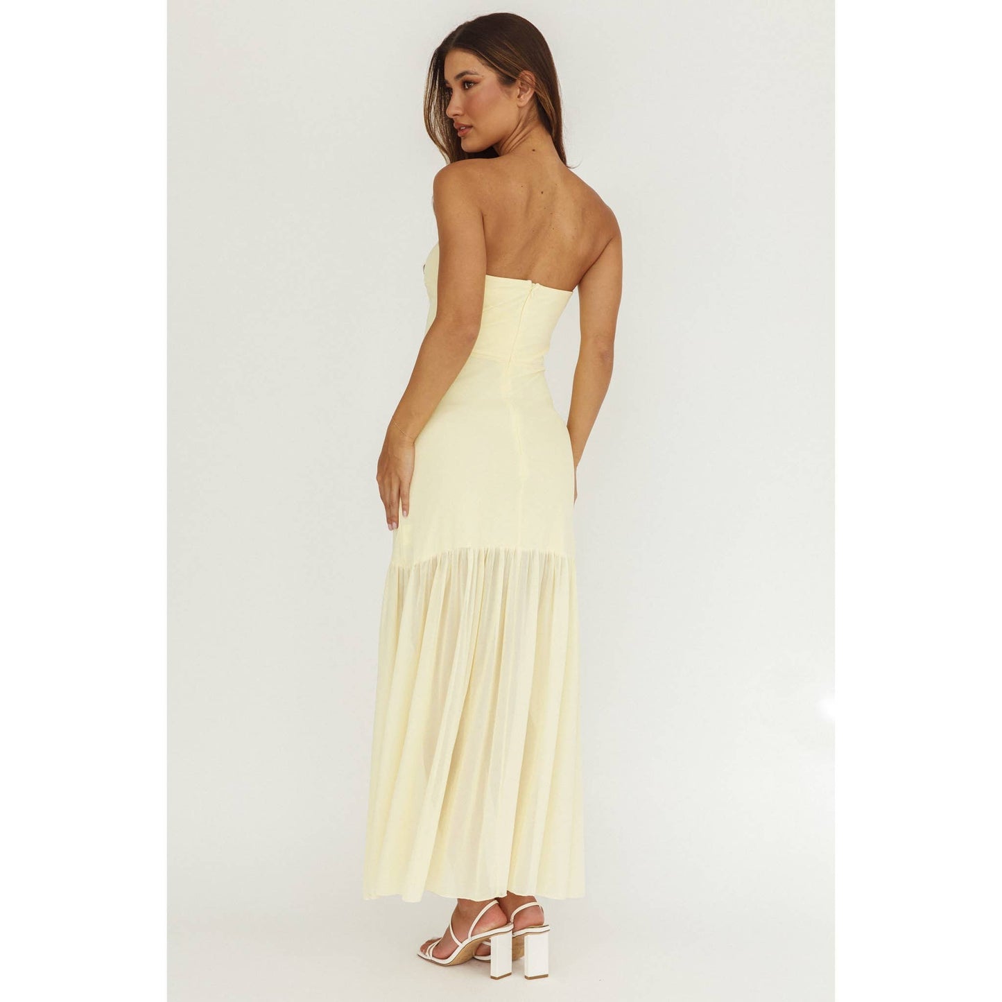 Strapless Sheer Maxi Dress
