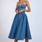 Denim Fit & Flare Midi Dress