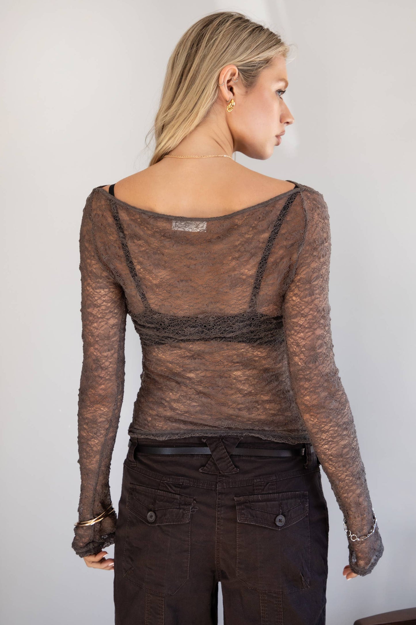 Sheer Lace Long Sleeve Top