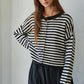 Knit Sweater Striped Button Down Cardigan