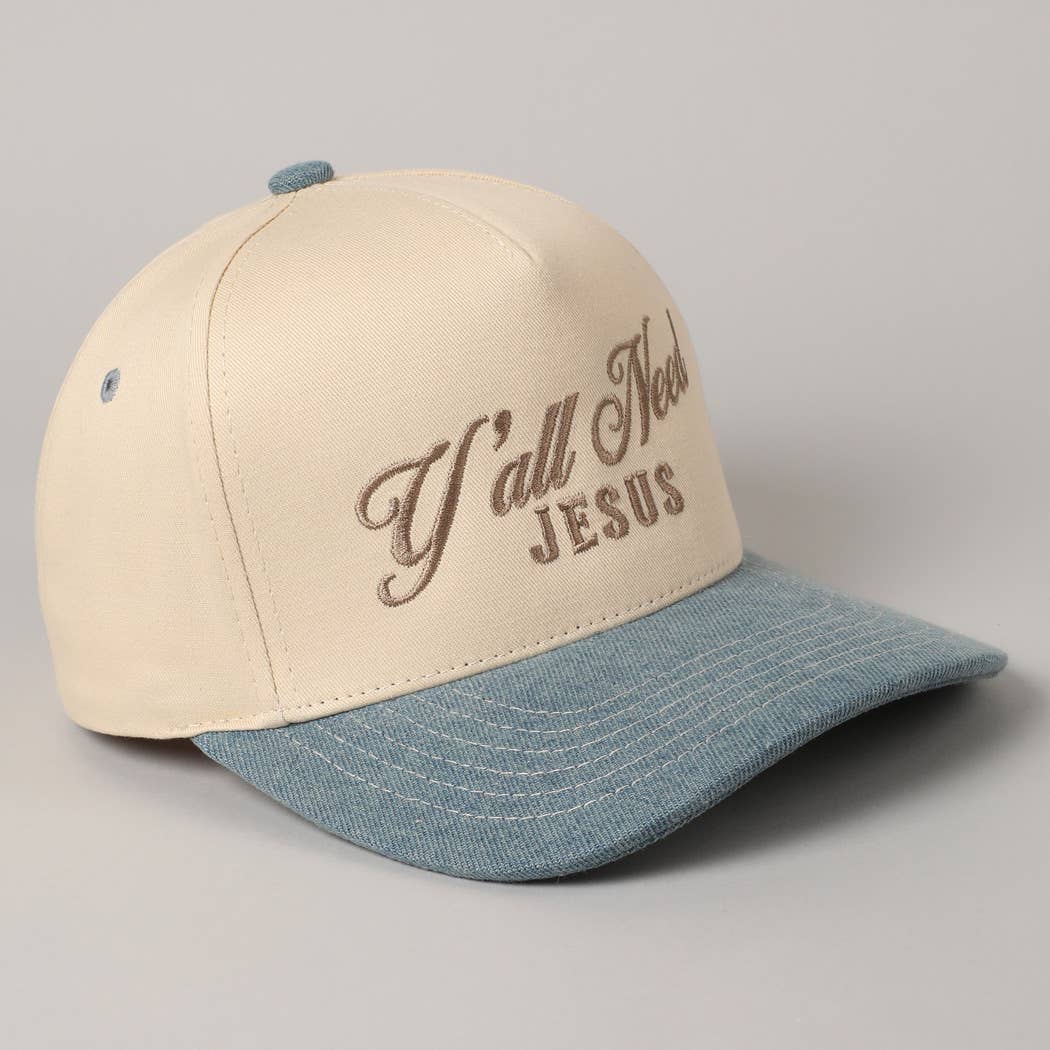 Y'all Need Jesus Lettering Embroidered Trucker Hat