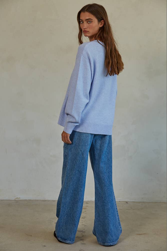 Knit Sweater Crew Neck Pullover Top