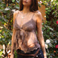Babydoll Embroidered Mesh Lace Trim V-Neck Cami Top