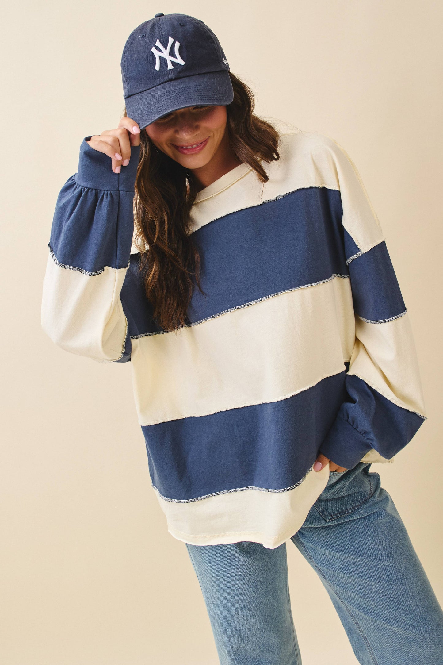 Contrast Panel Long Sleeve Slouchy