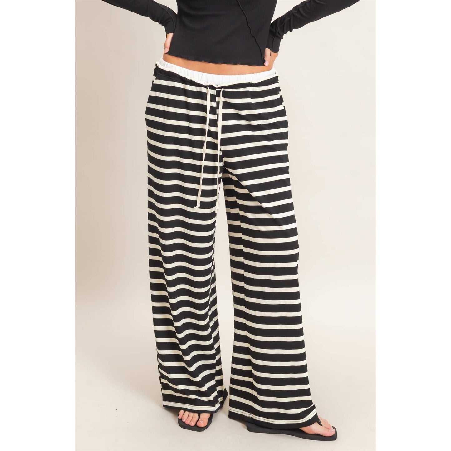 Striped Wide-Leg Pants