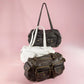 Multi Pocket Textured Leather Shoulder Bag