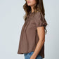 EMBROIDERED LACE TRIM PINTUCK DETAIL TOP
