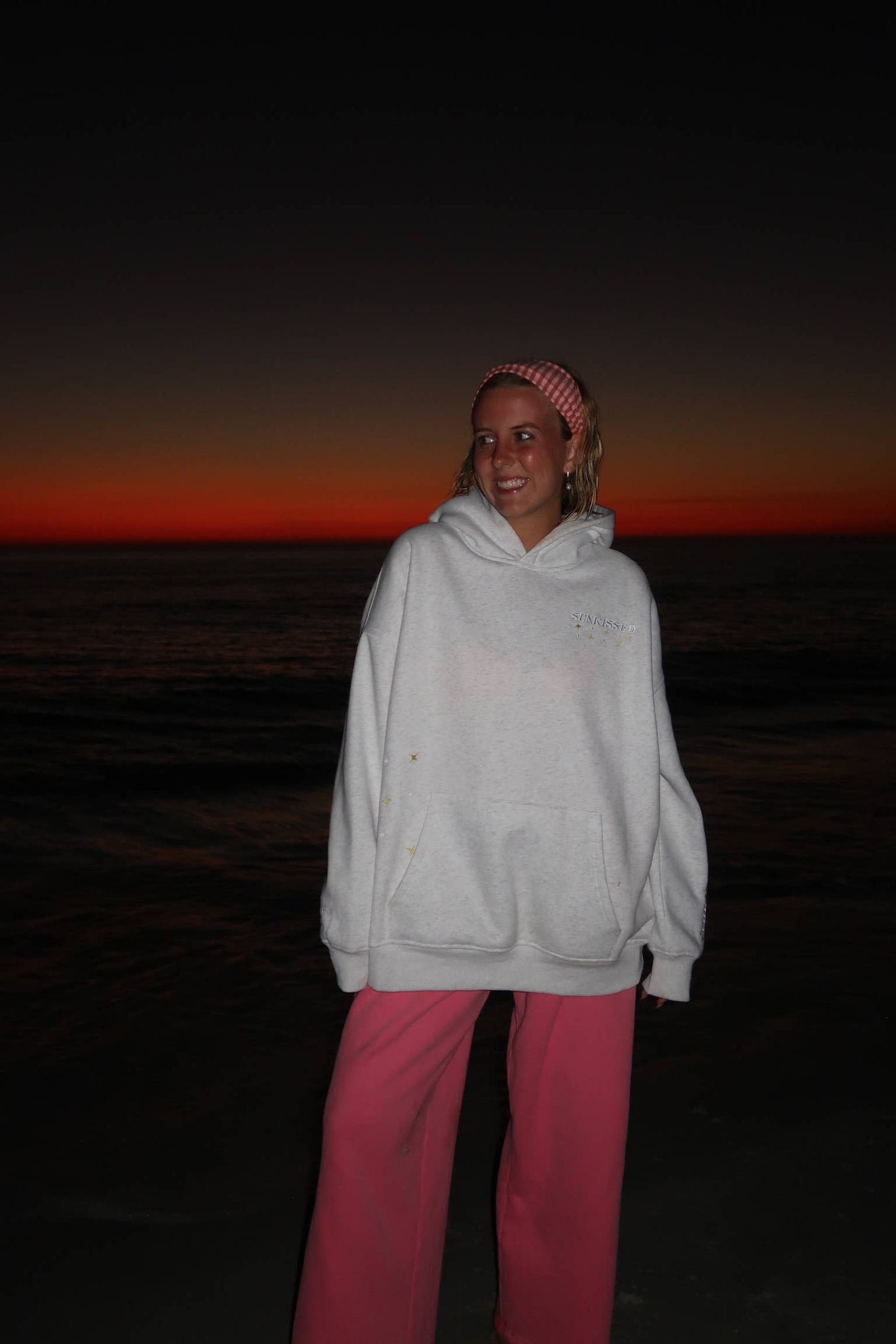 Pearl Grey Van Star Embroider Hoodie