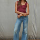 Knit Seamless Ribbed Tank Top with Lace Trim