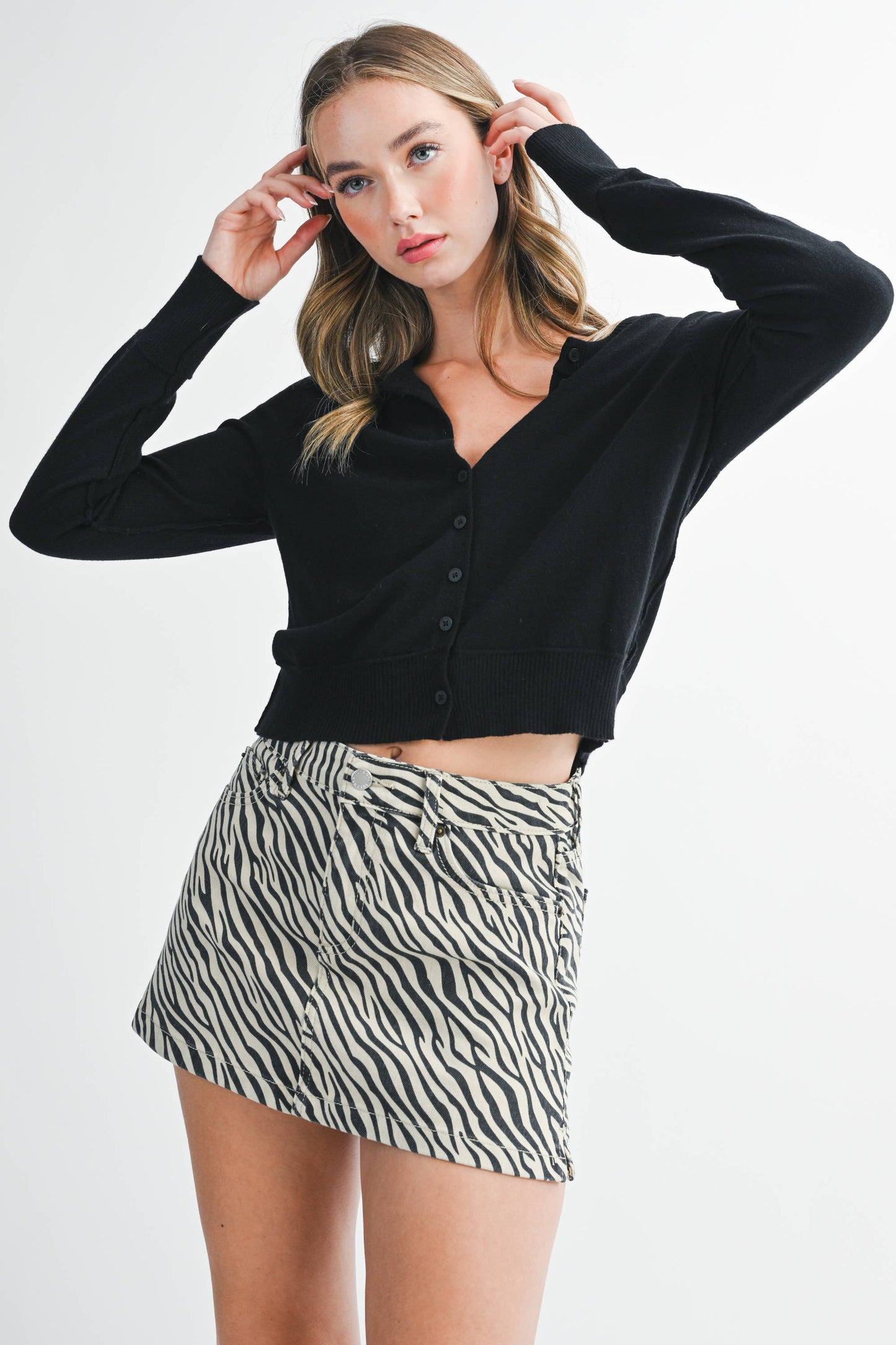 Ribbed Button-Up Knit Cardigan