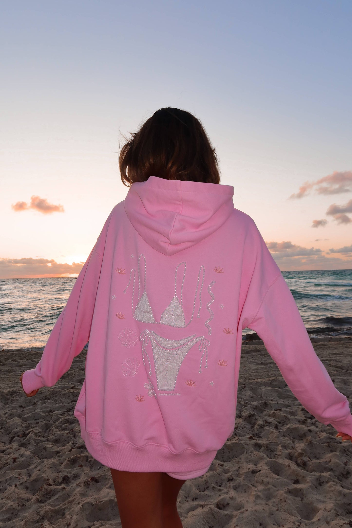 Lottie Pink Bikini Beaded Ocean Hoodie