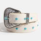 Turquoise Studs Concho Buckle Vegan Leather Belt