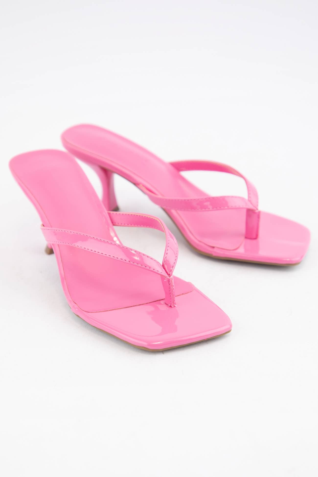Square Toe Thong Strap Kitten Heel