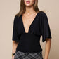 Plunging Short Sleeve Fitted Top