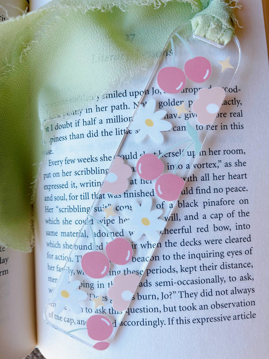 Acrylic Bookmarks Cherries and flowers