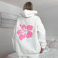 Ivory Hibiscus Flower Hoodie