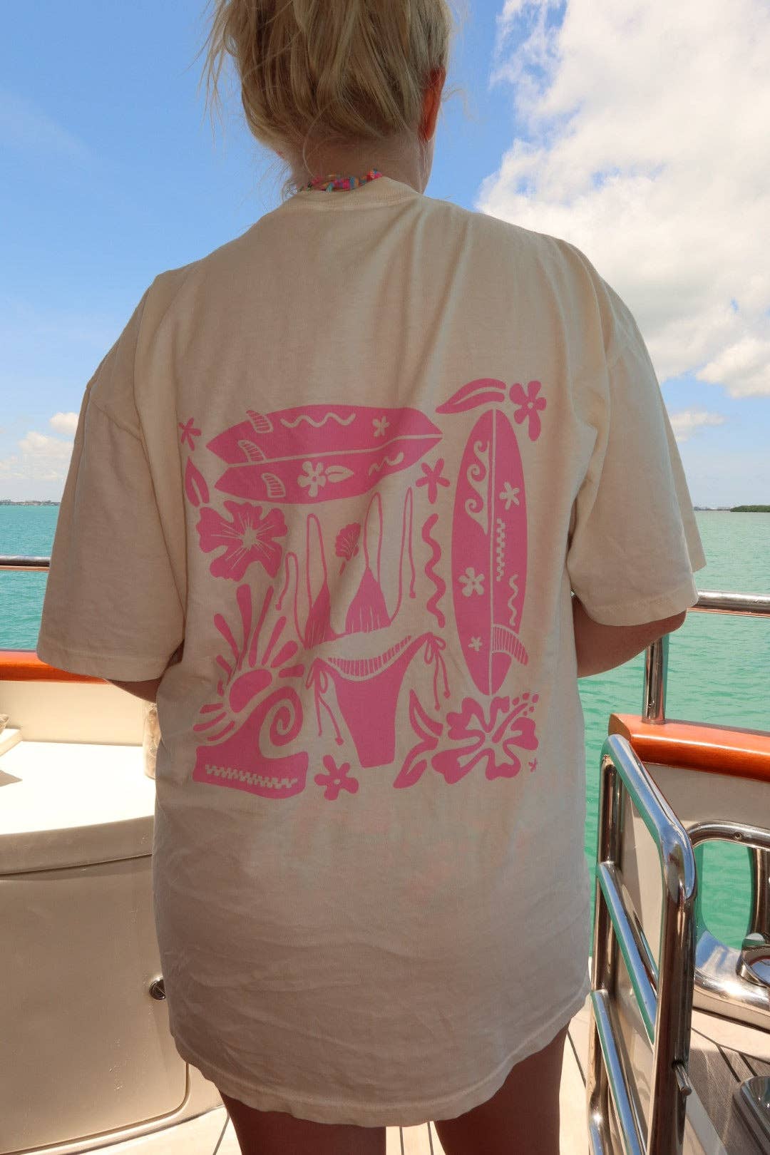 Ivory Pink Swim And Surf Comfort Colors Tee