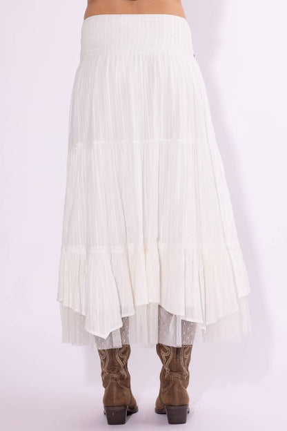 Grommet + Detailed Haky Hem Maxi Skirt