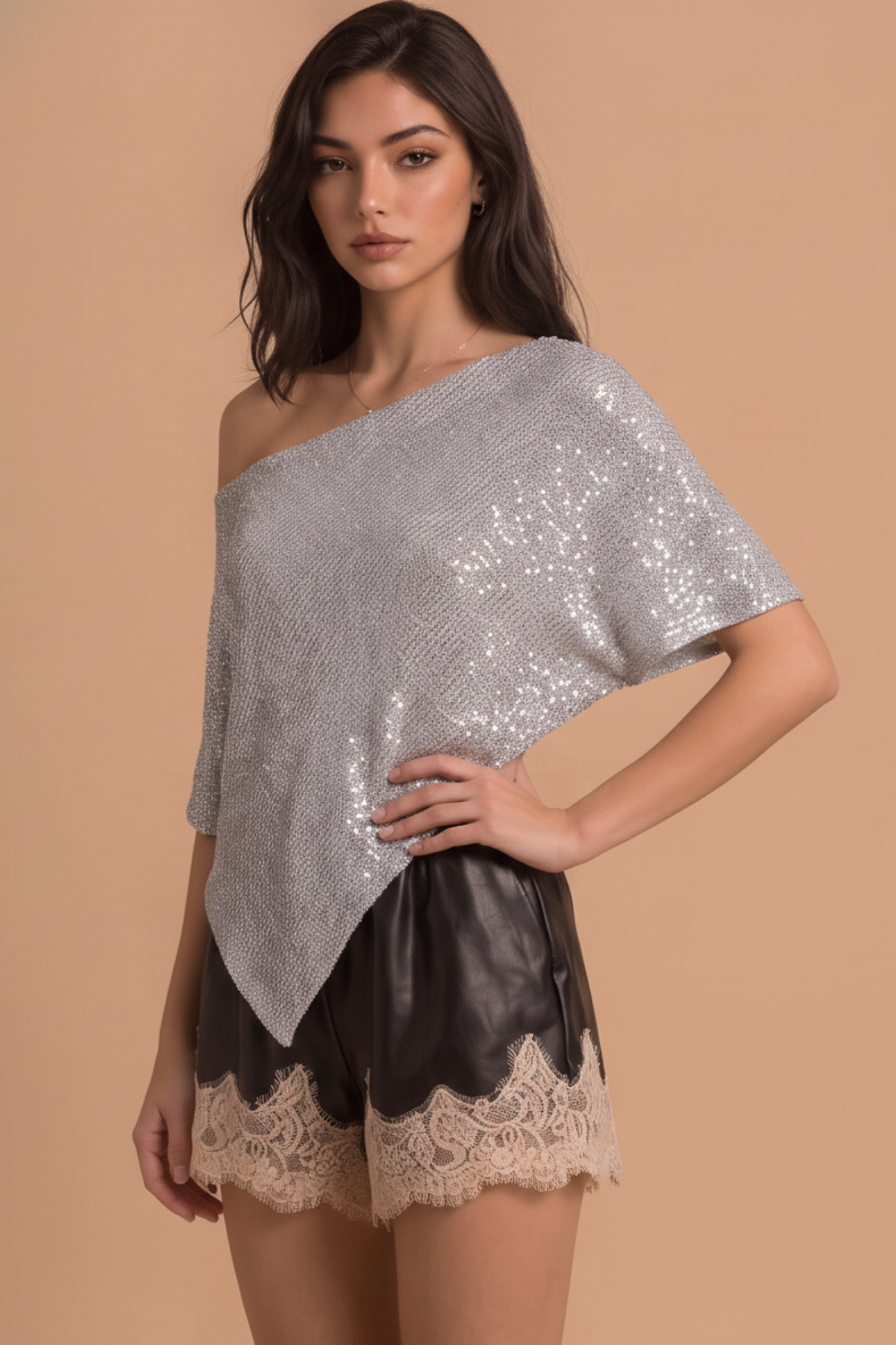 SEQUIN SWEATER PONCHO