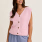 Pink Button Knit Sweater Vest