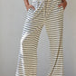 Simple Striped Waist Tie Flare Pants