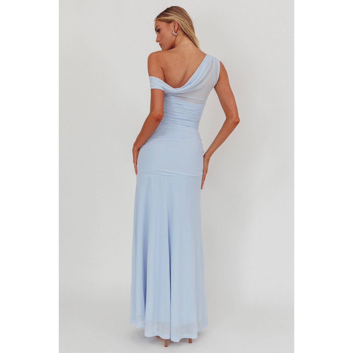 One Shoulder Sheer Maxi Dress