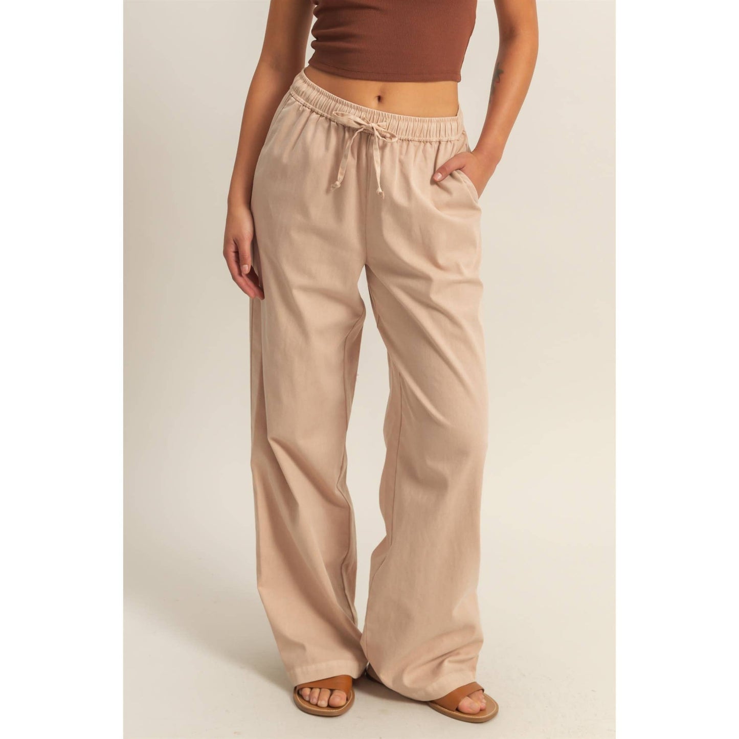 Casual Drawstring Straight Leg Pants