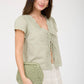 SCALLOPED EMBROIDERED FRONT TIE LACE TOP