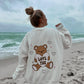 Teddy Bear Embroider Sweatshirt: Seashell Ivory